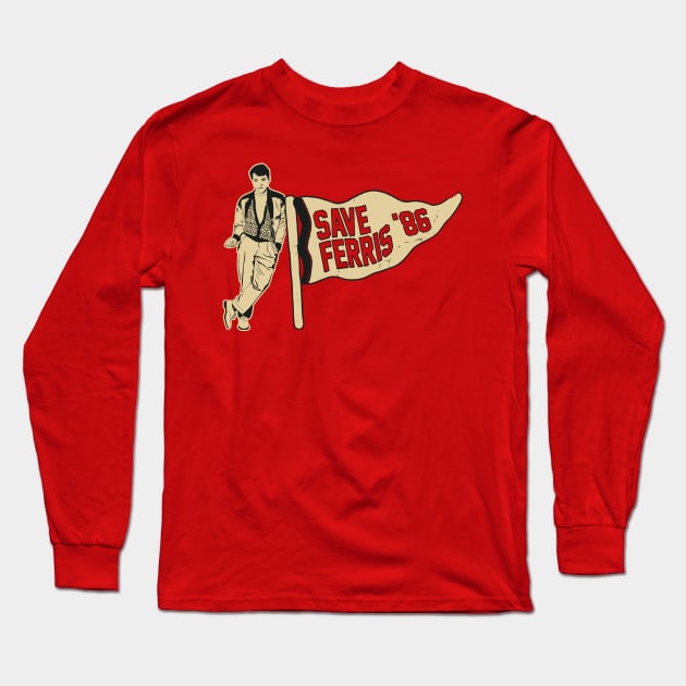 Save Ferris Bueller 1986 Long Sleeve T-Shirt by Alema Art